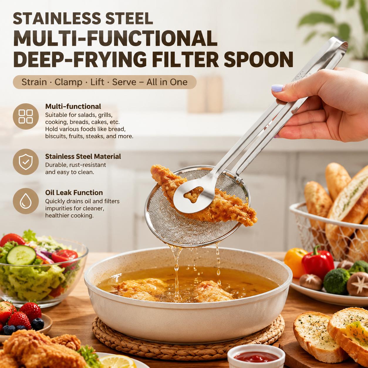Home Cooking Oil Filter - Cuchara coladora de malla fina de