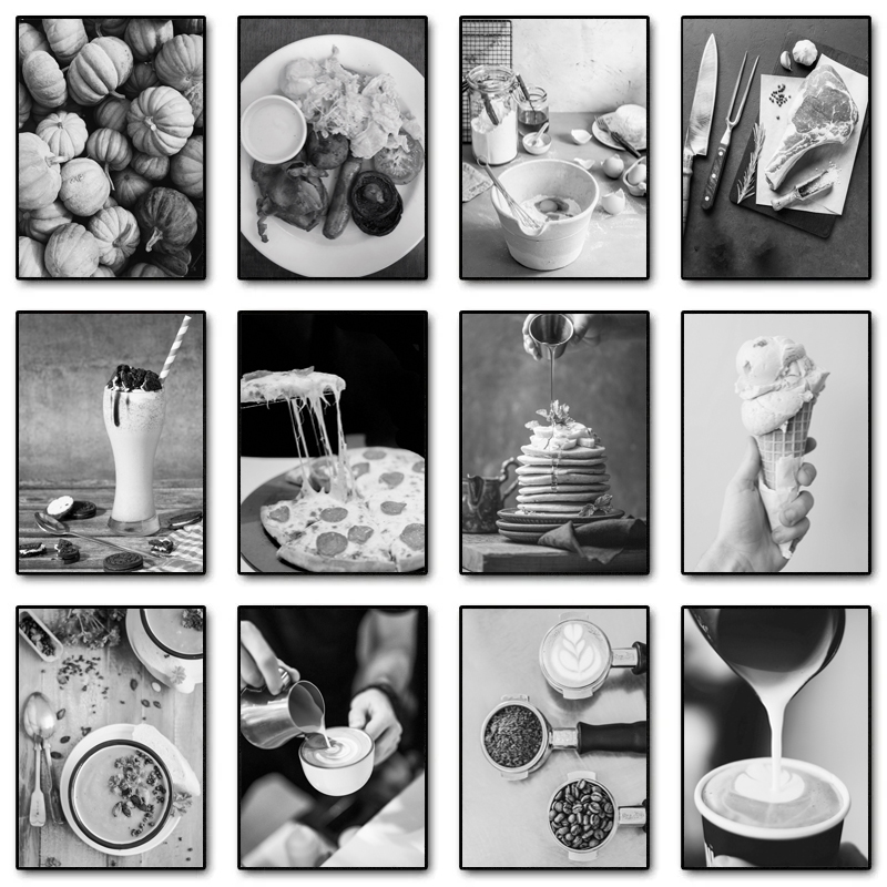 Home Cooking Cafe - Póster de Cocina en Blanco y