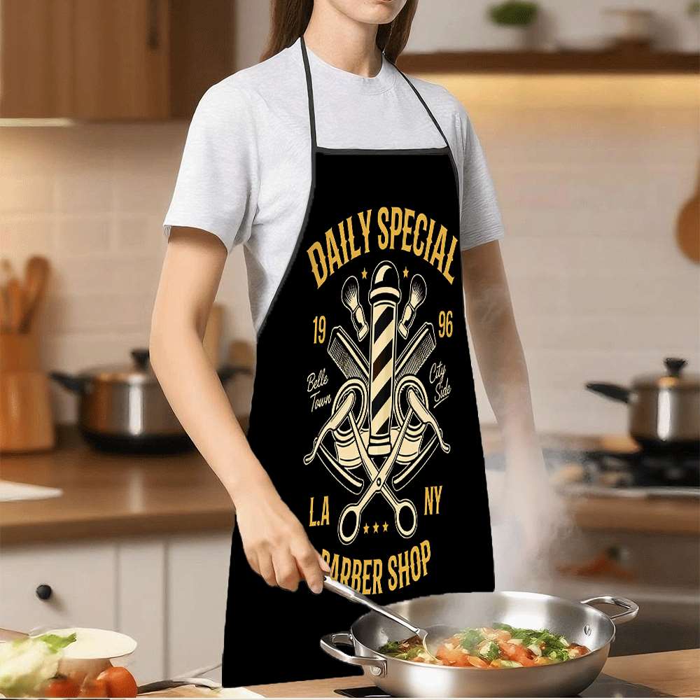 Delantal con diseño de barberí - Home Cooking Cafe reseña y precio